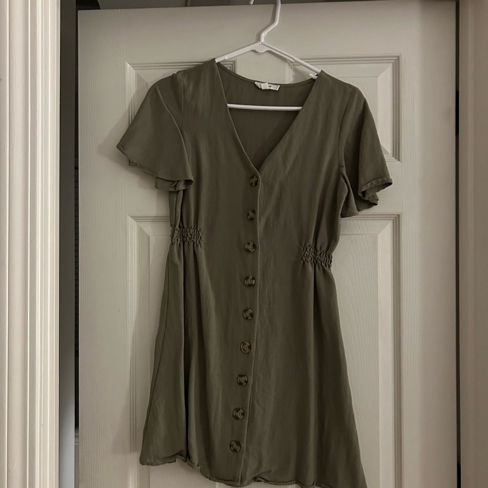 Olive Button-Down Dress